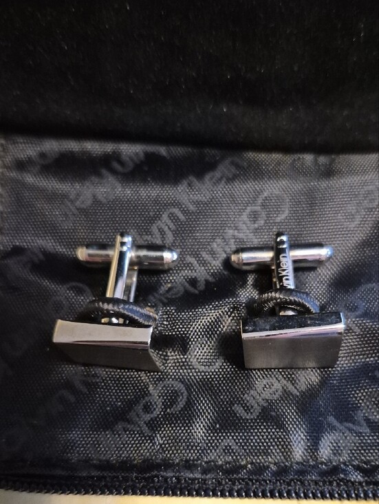 Calvin Klein Other - Calvin Klein Polished Silver Rectangular Cufflinks With Pouch